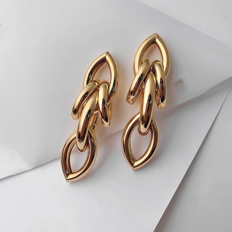 

Dangle & Chandelier AENSOA Jewelry For Women Gold Color Metal Geometric Earrings Unusual Long Drop 2021 Trend Chain Gift, Silver