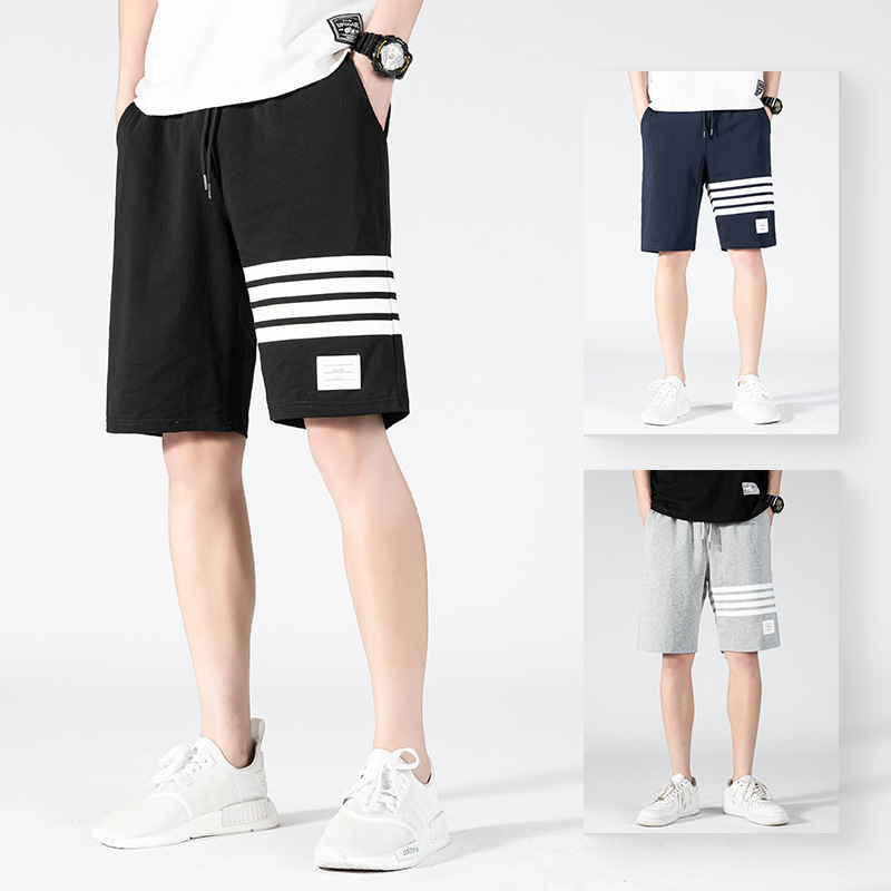 

Men's shorts Summer Tb Four Bar Shorts Casual Brand Sports Korean Fashion Knitted Capris Men's Pants, White;black