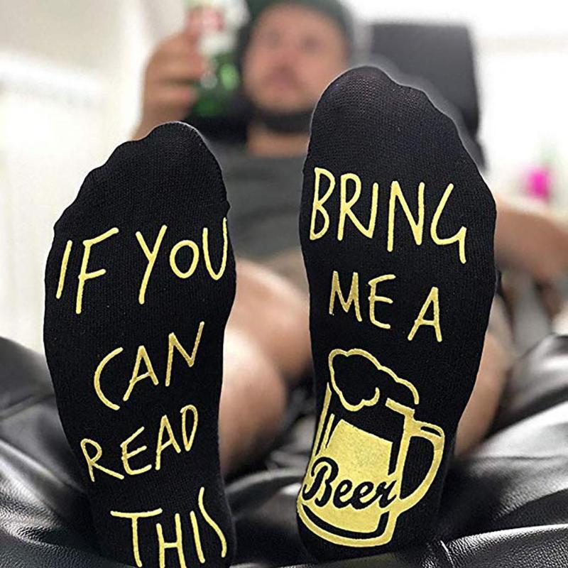 

Men's Socks Funny "If You Can Read This Bring Me A Beer "Pattern Novelty Art Christmas Gift Humour Words Hipster Rock Punk Club, Black