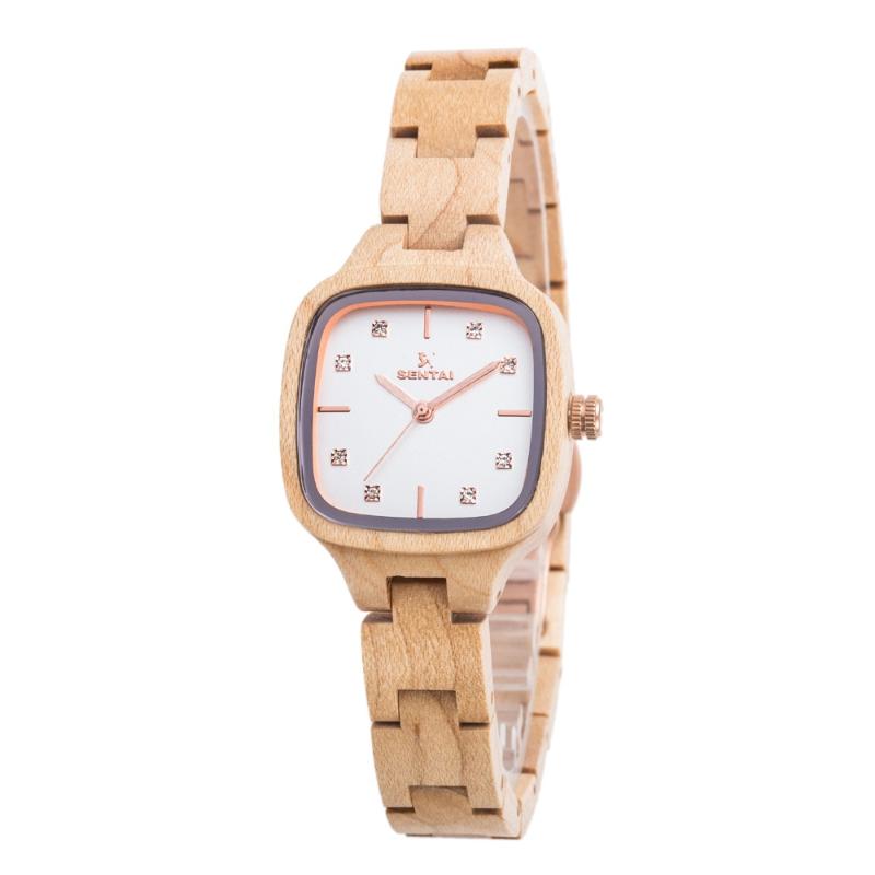 

Wristwatches Luxury Fashion Women`s Watches SENTAI Brand Handmade Wooden Women Quartz Watch Wood Case Retro Wrist Valentine's Day Gifts, Black sandalwood