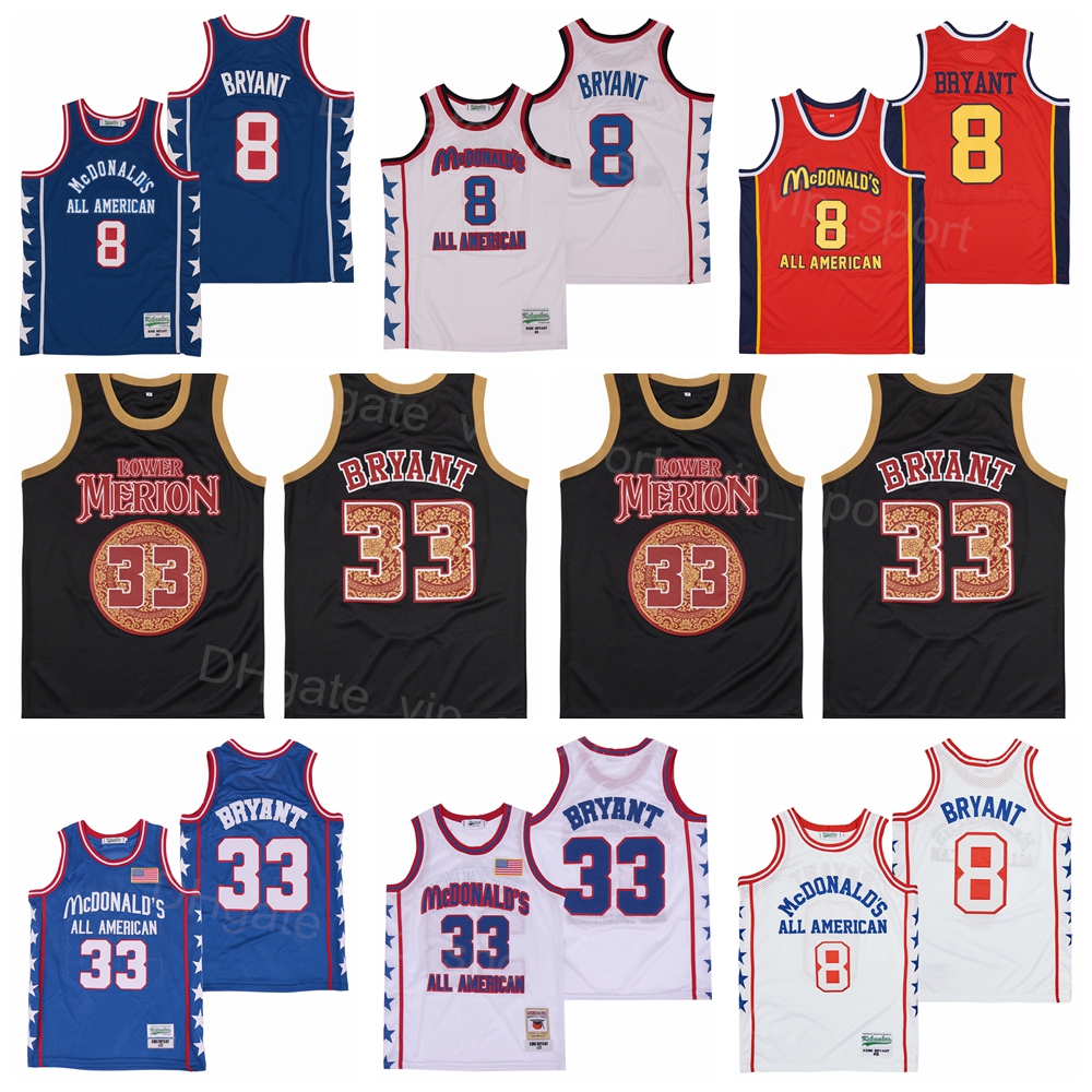 

Men 33 8 MCDONALDS Movie Basketball Jersey All Stitched College HipHop Black White Red Blue Team Color For Sport Fans HipHop Breathable Hip Hop Pure Cotton Men