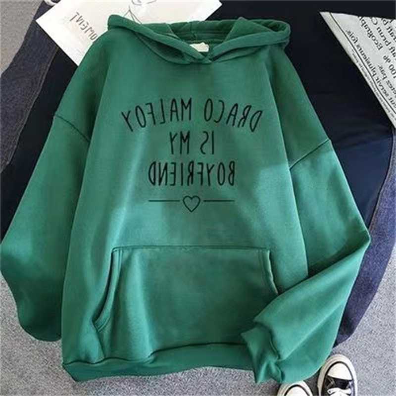 

New long sleeve fleece candy Hoodie Draco Malfoy is my boy friend, White