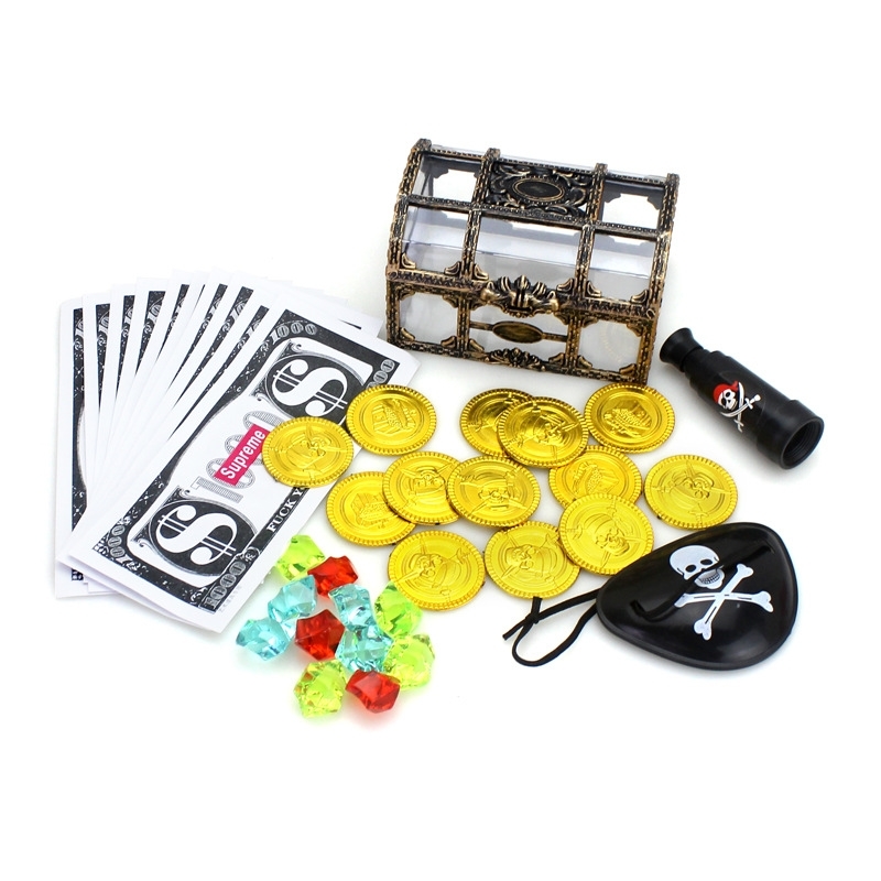 

Children toys props pirate treasure gold coins one eyed dragon 36 sets