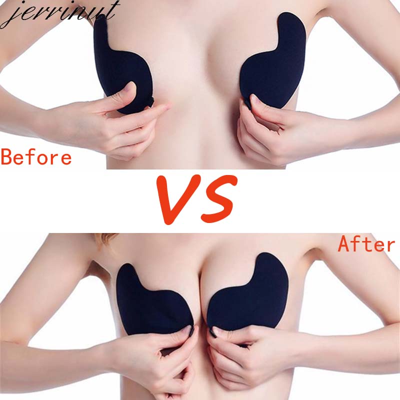 

Jerrinut Sexy Invisible Bra Super Push Up Strapless Bra Sticky Adhesive Silicone Bra Wedding Party Underwear Women, Red;black