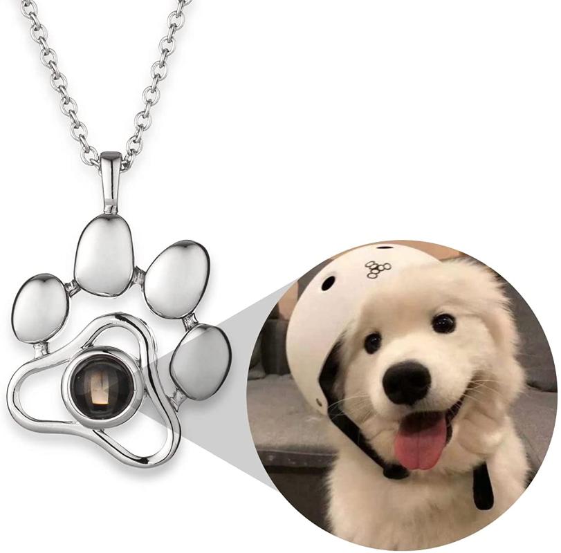 

Pendant Necklaces Personalized Pet Po Necklace Dog I Love You 100 Languages Cat Memorial Gifts, Silver