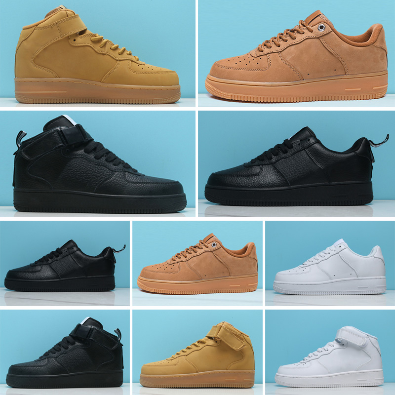 

Wholesale 2021 Men Low Skateboard Shoes One Unisex 1 Knit Euro High Women All White Black Walking wheat Outdoor, Color 1