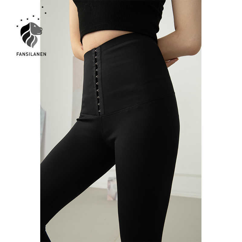 

FANSILANEN High waist corset push up leggings Women fitness workout black thick Activewear sports spandex sexy jeggings 210607