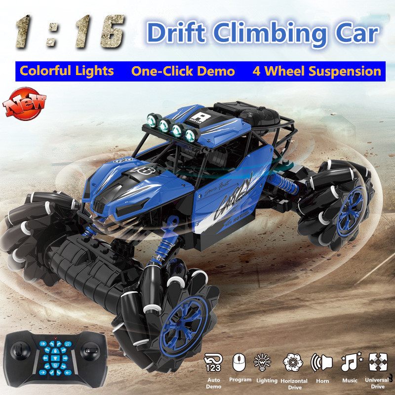 

Wireless Remote Control Lateral Drift 4WD Drive Off-Road Climbing Vehicle 116 High Speed Lighting Music Dancing RC Stunt Car