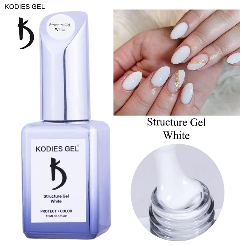

Nail Gel KODIES Structure Polish 15ml White 2 In 1 Rubber Base Varnish Manicure Semi Permanent Acrylic Paint Nails Art, White structure