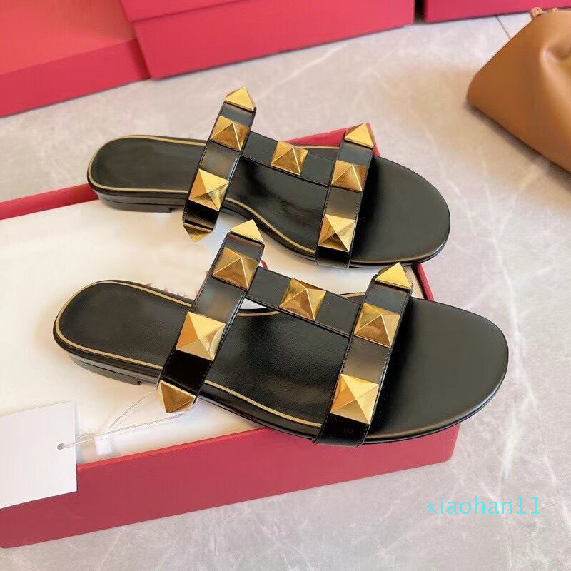 

Designer- Women Summer Roman Stud Slides Women's Sandals Rock Studs Slipper Flats High Heels Beach Flop Flip Lady Comfort Walking