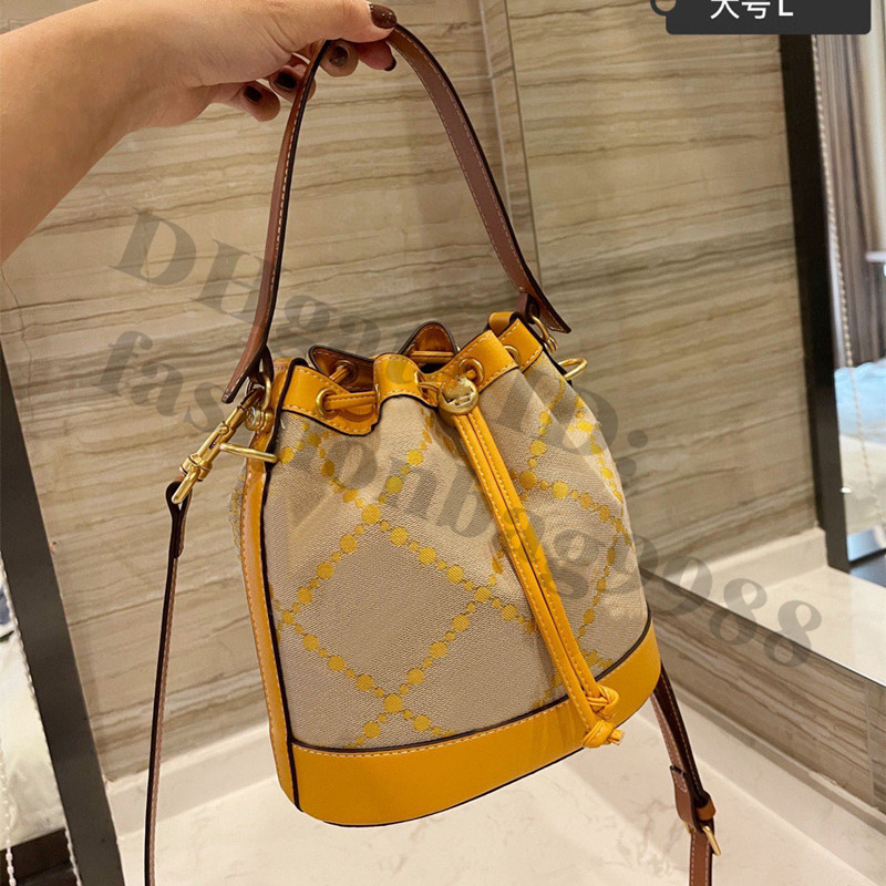 

Yellow M Size Bucket String One Shoulder Bags Totes For Women Ladies Plaid Handbags Large Capacity Hand Bag, Make up the difference