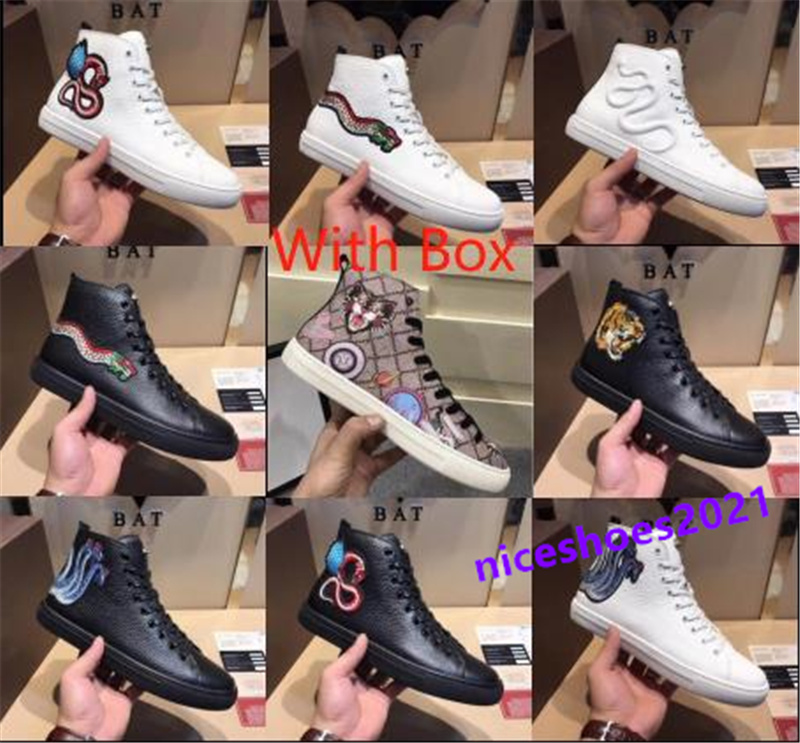 

2021 High Quality Men Women Shoes tall Top Sneaker Printed With Angry Cat Classic Leather Boots Tiger Dragon snake For Sneakers Mens Woman S, Black
