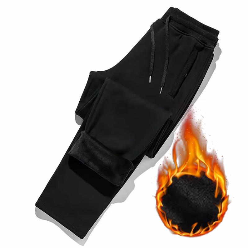 

Men's Pants Winter Warm Thermal Trousers Casual Fleece Men Sport Sweatpants, Black