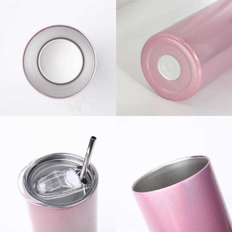 US Stock 20oz Glittering Rainbow Paint Tumblers Sublimation 600ml Stainless Steel Cup Water Coffee Mug Straws Lids Fruit Juice Hot Sale
