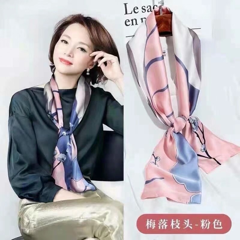 

Thin and narrow strip small silk scarf for women