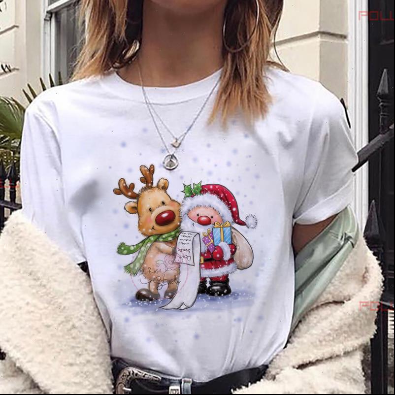 

women t shirts lovely reindeer print shirt harajuku fashion christmas short sleeve suitable all seasons white
