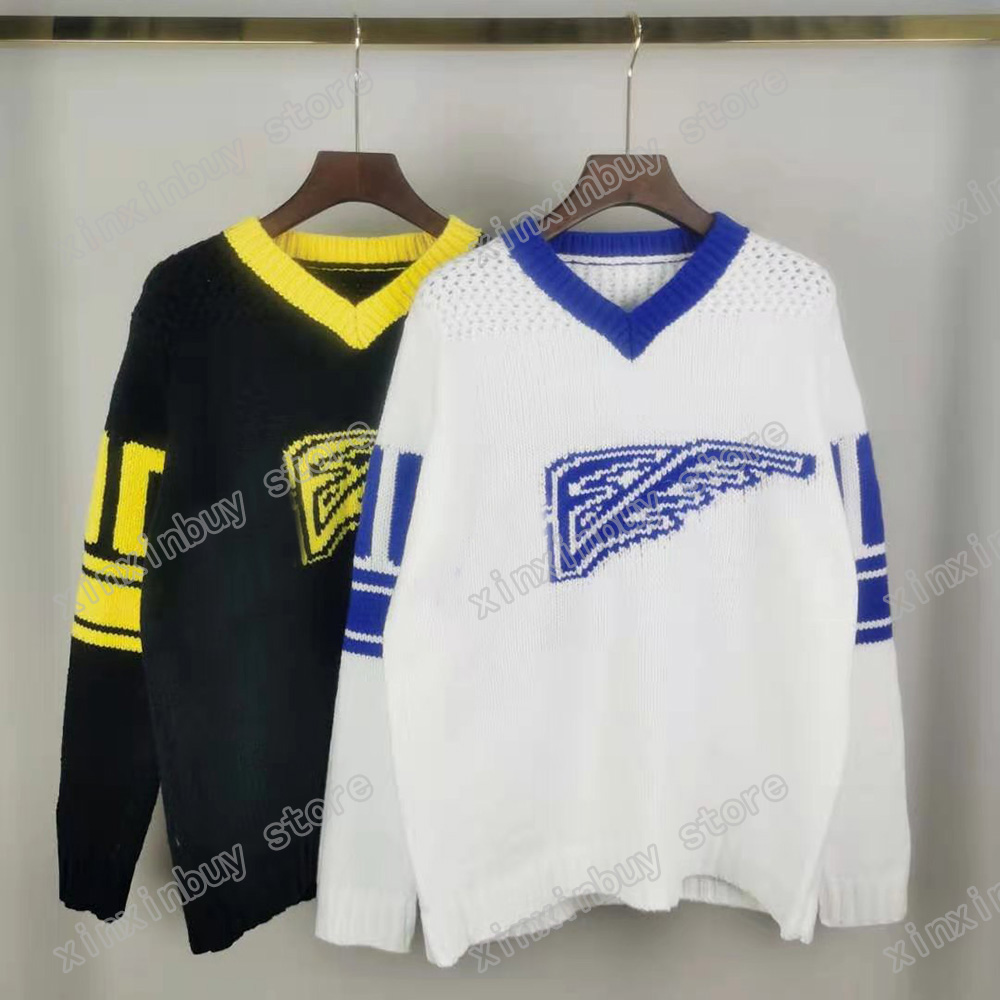 

21ss Designers Sweaters luxury Mens Womens Gradient Jacquard letter Man Paris Fashion Tee high Quality Tees Street long Sleeve luxurys blue color, Black