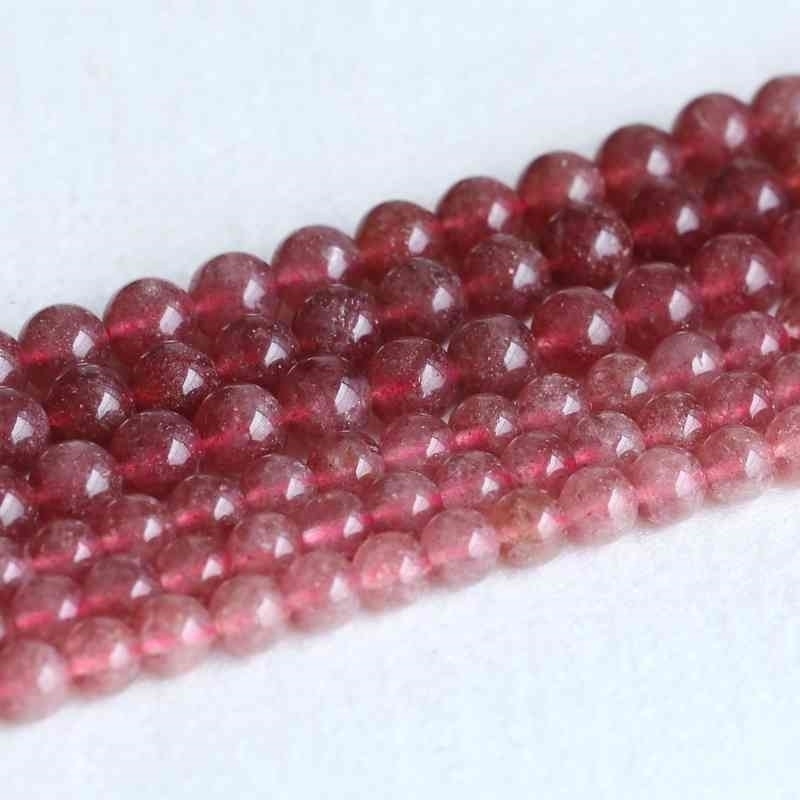 

Real Genuine Natural Strawberry Quartz Pink Round Loose 6mm 8mm 10mm 15" 05174
