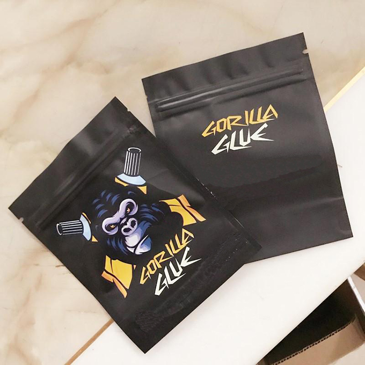 

Black GORILLA GLUE BAG California 3.5g Mylar Smell Proof Zipper bags For Dry Herb Flower Packaging Package
