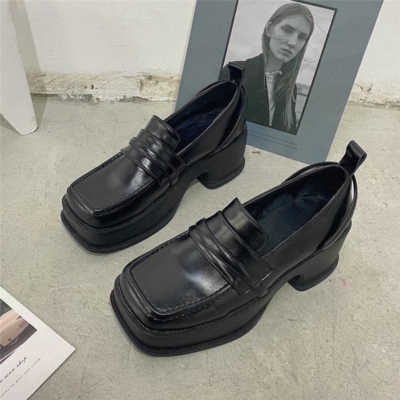 

Dress Shoes Women Cute Lolita Girl Maid Boots Round Toe Leather Japanese JK High School Uniform Kawaii Anime Cosplay, Black