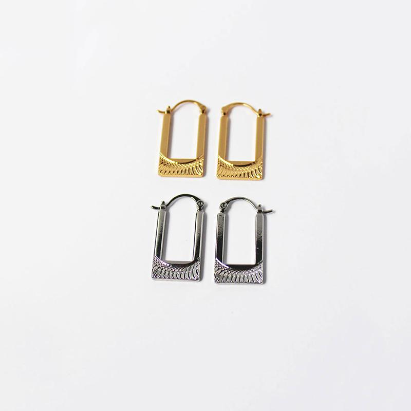 

Vintage Stylish Big Square Shaped Hoop Earrings With Charms Jewelry Women's Retro Geometric Hoops 2.5cm*1.2cm & Huggie