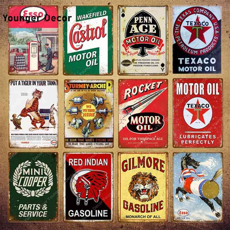 

Gilmore Gasoline Decor Esso Castrol Texaco Rocket Motor Oil Metal Poster Vintage Pub Bar Garage Plaque Retro Tin Signs YI-089