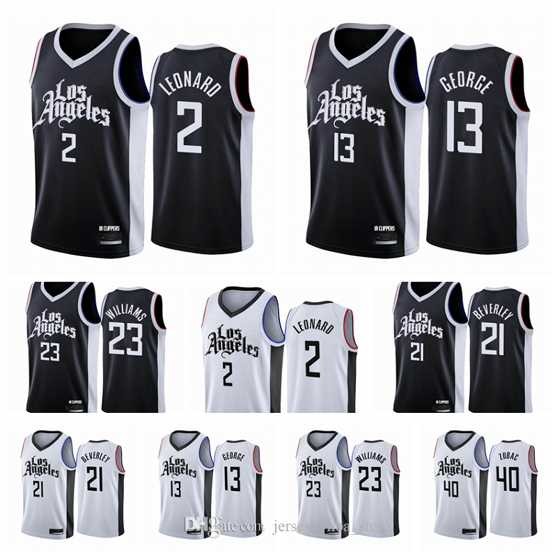 

Los Angeles Clippers Men Kawhi Ivica Zubac Leonard Paul George Lou Williams Patrick Beverley 2020-21 Black City White Basketball Jer, Black;red