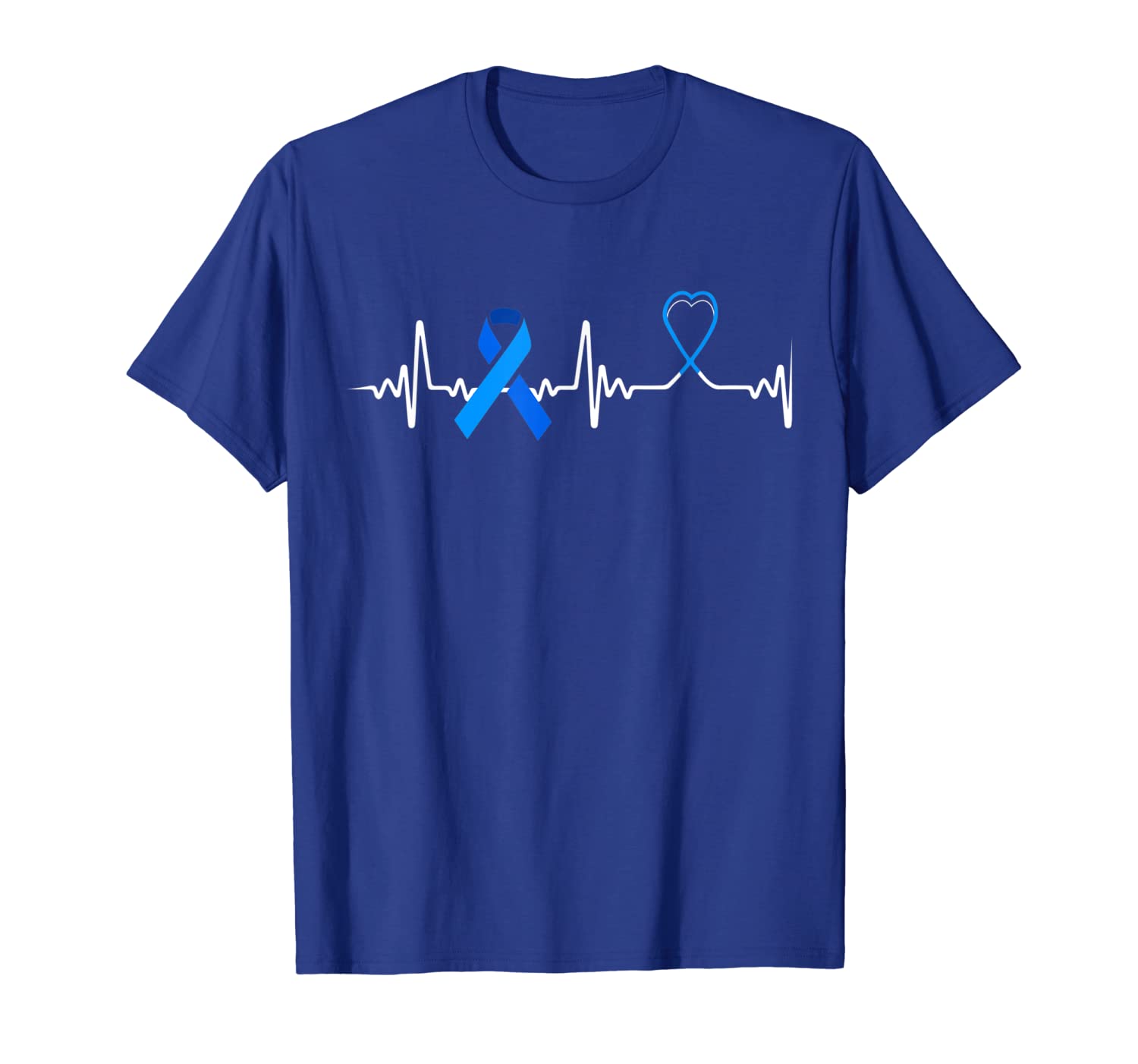 

Heartbeat Colorectal Ribbon Colon Cancer Awareness Tshirt, White;black