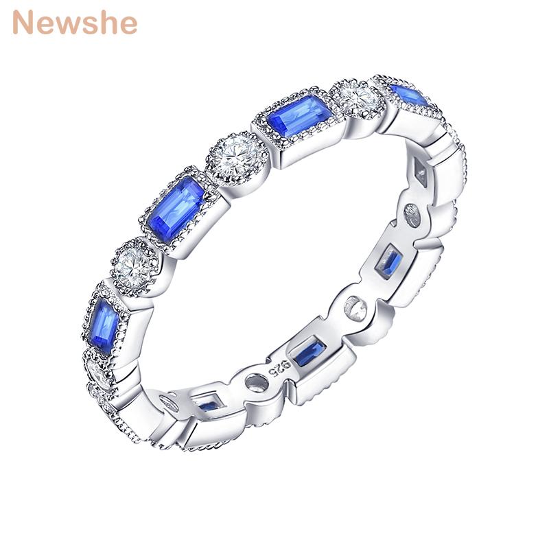 

Cluster Rings She Blue Emerald Eternity Solid 925 Sterling Silver Wedding Engagement Band For Women Jewelry Gift Size 5-10, Golden;silver