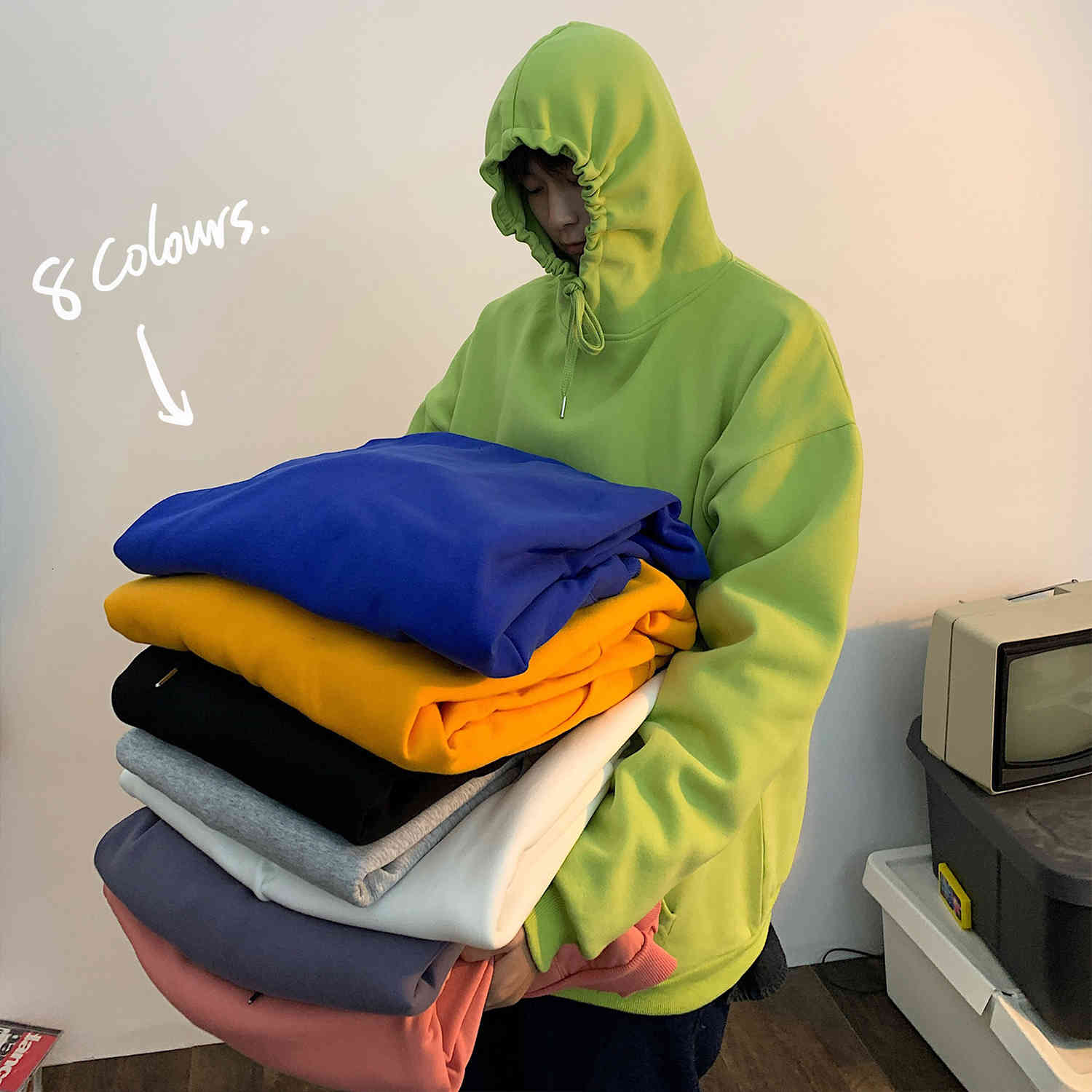 

Men's Hoodies & Sweatshirts Solid Color Clothes Pullover Hat Loose Coat 8 Hooded Cotton Casual Big Size M-5XL 78ML, Pink