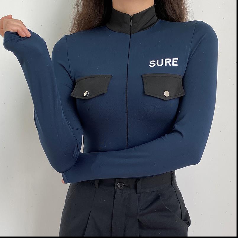 

Patchwork Turtleneck Y2k Bodysuit Fashion Women Rompers Fall Winter Long Sleeve Warm Slim Body Sexy Tops Bodycon Jumpsuit, Black;white