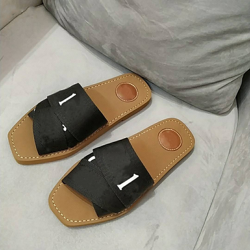

designer Slide Slippers Women Woody Mules 20 color Canvas Cross Woven Sandals Summer Outdoor Casual Letter Stylist Shoes Flip Flops With Box size 35-42 NO290, Color 2
