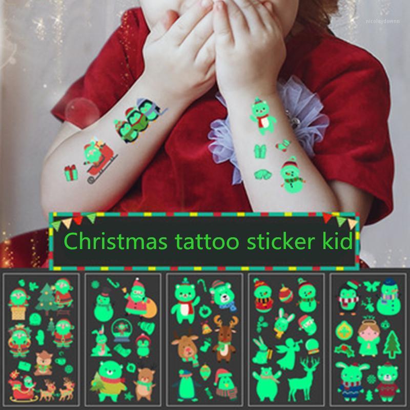 

Christmas Decorations Cartoon Santa Claus Disposable Luminous Tattoo Sticker Child Kid For 2022 Year Gifts Noel Navidad 2021