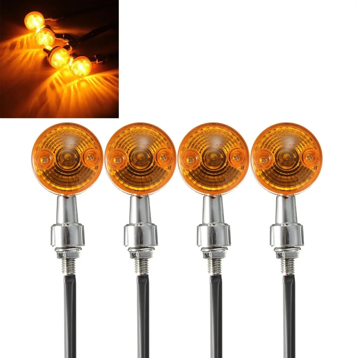 

4pcs 12V Motorcycle Turn Brake Signal Lights Bulb Lamp Amber Indicators