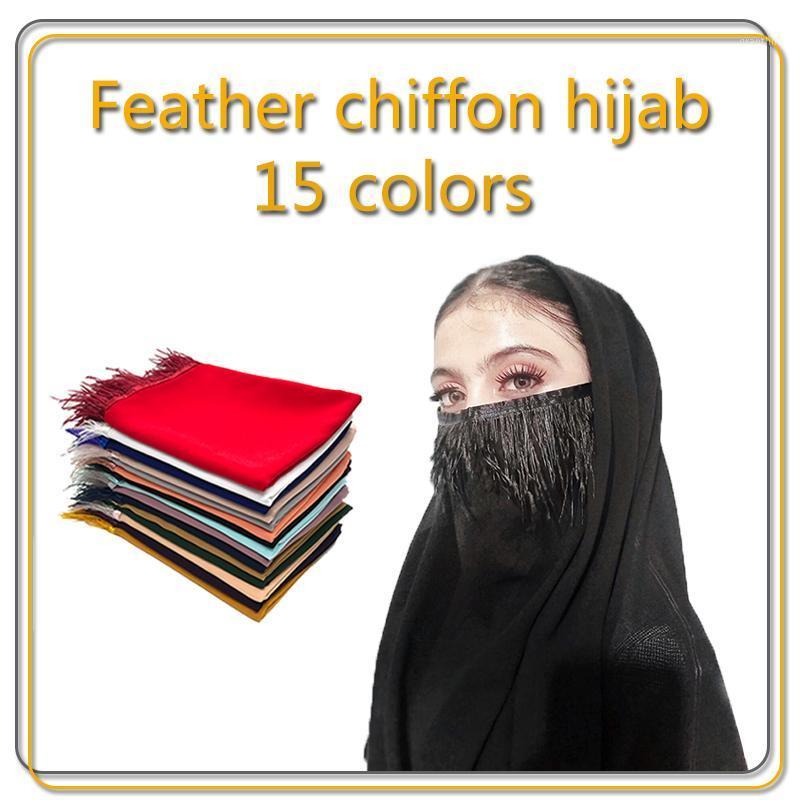 

Scarves 1PCS Women Elegant Shawl Fashion Spring Feather Chiffon Scarf Female Luxury Ladies Solid Head Bandana, Blue;gray