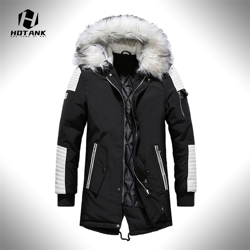 

Men Winter Jacket Parkas Fur Collar Coat Fashion Thicken Cotton Warm Fleece Liner Jackets Mens Patchwork Casual Coat 211204, Ddt40black