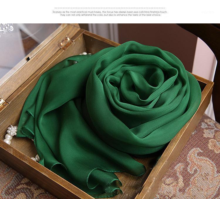 

Scarves Bandana 100% Silk Chiffon Scarf Skyour Designer Luxury Women Scarfs Green Brand Pashminas And Born Wrap Hijab