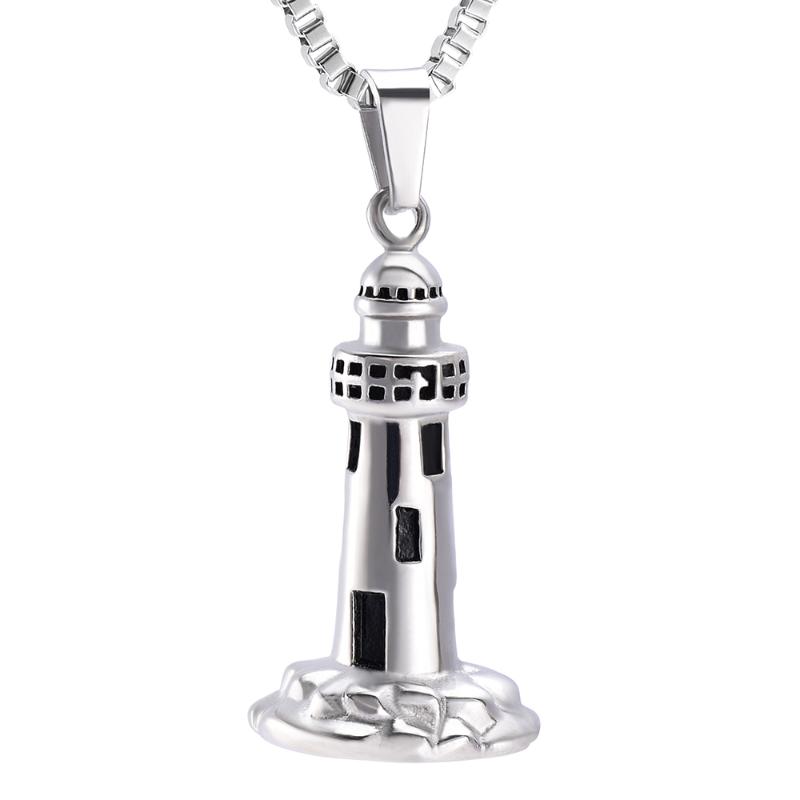 

Pendant Necklaces Memorial Jewelry For Ashes Keepsake Gift Ocean Collection Cremation Urn Necklace Lighthouse, Silver