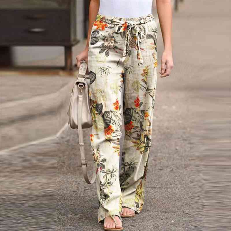 

spring pants women printed trousers casual elastic waist pantalon palazzo female drawstring turnip plus oversize size korean, Black;white