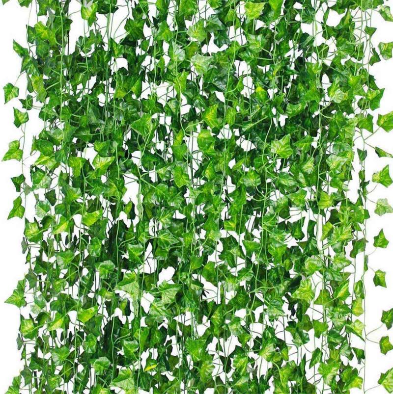 

Decorative Flowers & Wreaths 12 Strands 86 FT Ivy Green Fake Leaves Garland Plant Vine Foliage Home Decor Plastic Rattan String Wall Artific