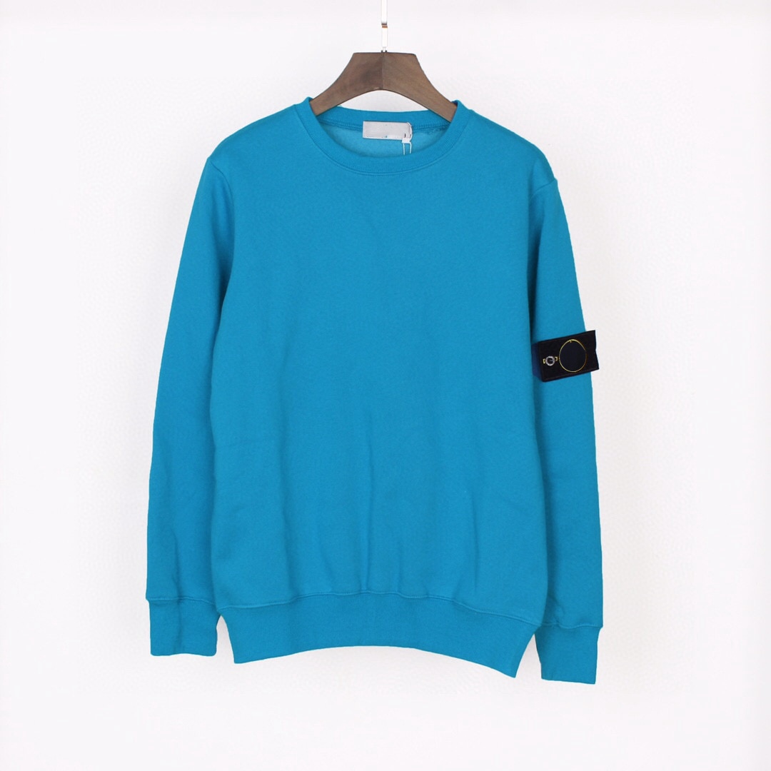

9 Colors STONE Spring ISLAND Autumn Sweatshirts Candy Colors Hoodies Men Casual Logo Long Sleeve Couple Loose O-Neck 012012, Black