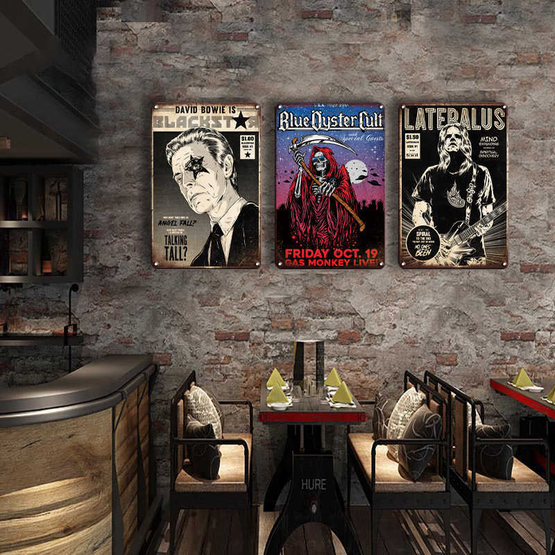 

Vintage Rock Tin Poster Metal Sign Funny Musician Sticker Personality Tiki Bar Man Cave Wall Dcoration Retro Band Plaque