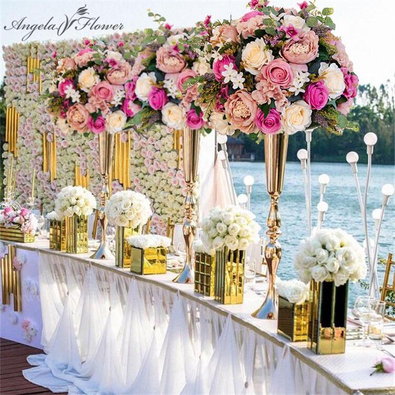 

Decorative Flowers & Wreaths European Retro Artificial Rose Flower Ball With Iron Candlestick DIY Wedding Party Decoration Road Cited Stage