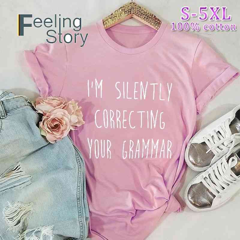 

Harajuku Summer Tshirts for Women Plus Size Cotton Shirt Arrivals Printing Letter Shirts Short Sleeve 210603, Stone color