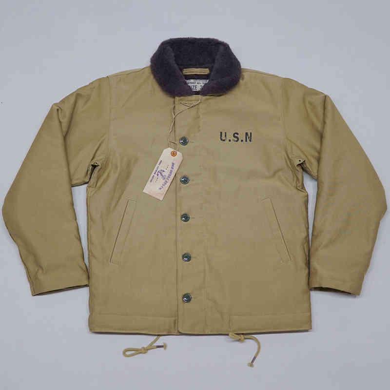 

downs BOB DONG US Navy N-1 Deck Jacket Basic Model Vintage USN Men's Military Woolen Coat, Black