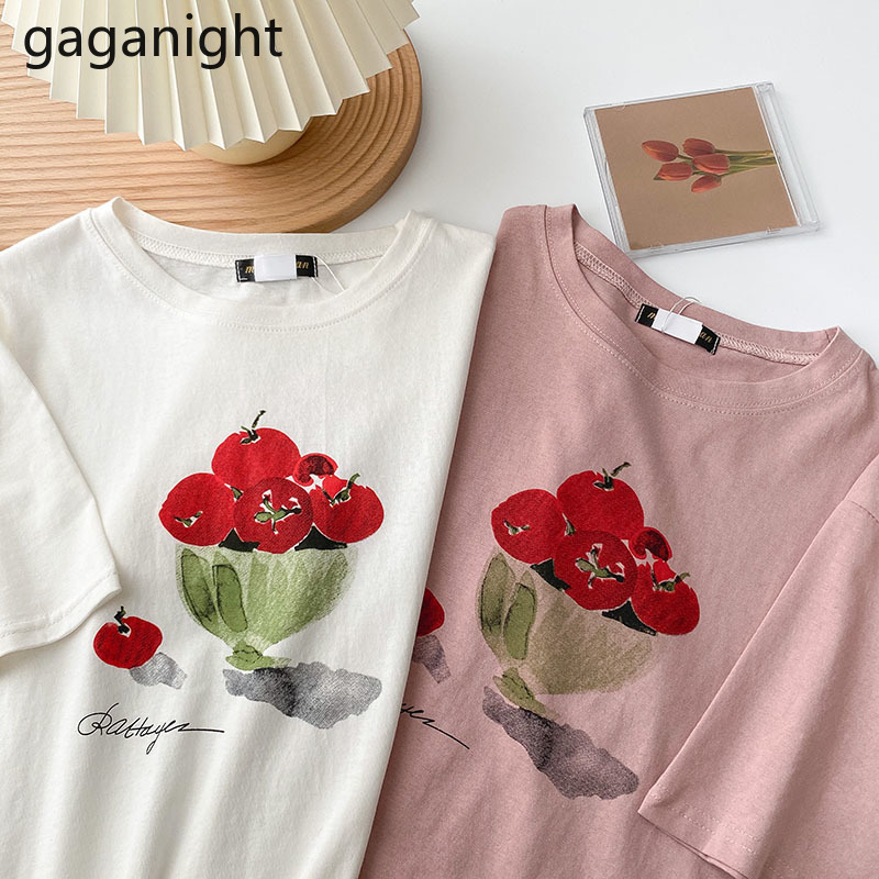 

Gaganight Spring Summer Top Tees Female Solid Cotton O-Neck Short Sleeve T-shirts for Women Fashion Printed Sport Femme T-Shirt 210519, White