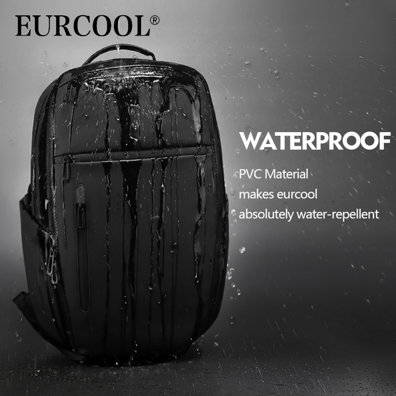 

EURCOOL NEW Travel Backpack with Shoe Pocket Multifunction Men Teenager 15.6" Laptop Bag Mochila Water Repellent Backpacks, Black