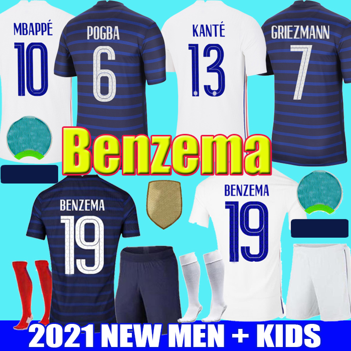 

BENZEMA 20 21 Soccer jersey equipment Maillots foot equipe Équipe De France MBAPPE GRIEZMANN POGBA KANTE GIROUD PAVARD 2021 hommes enfants men kids kit football shirt, Fr home