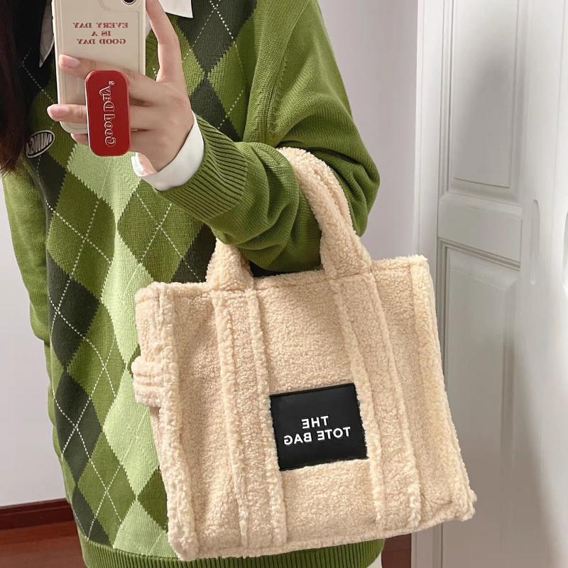 

Evening Bags Designer Luxury Fur Large Handbags For Women Lambswool Letter Shoulder Crossbody Ladies Winter High Quality Plush Tote 2021, Black