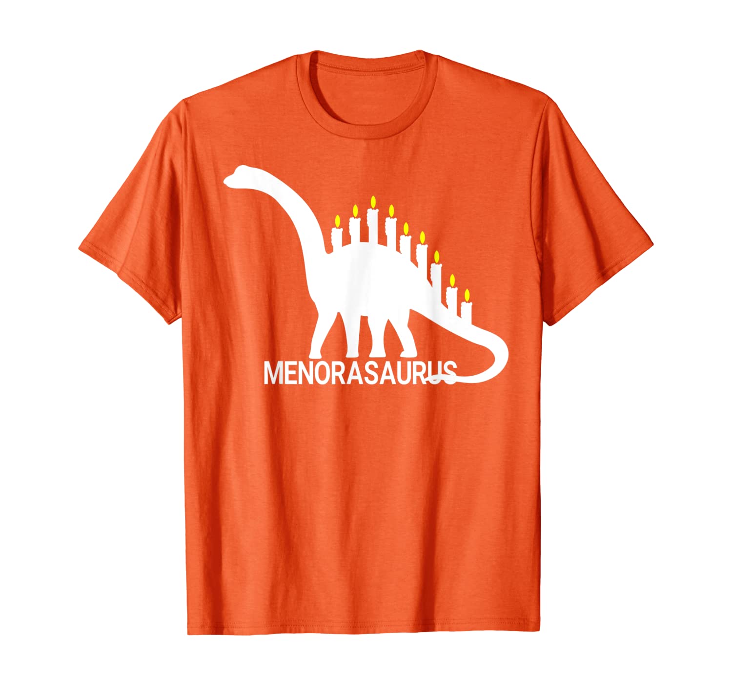 

Menorasaurus Hanukkah Menorah Dinosaur Chanukak Jewis Gifts T-Shirt, White;black